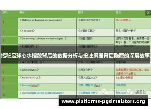 揭秘足球心水指数背后的数据分析与投注策略背后隐藏的深层故事