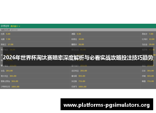 2026年世界杯淘汰赛赔率深度解析与必看实战攻略投注技巧趋势